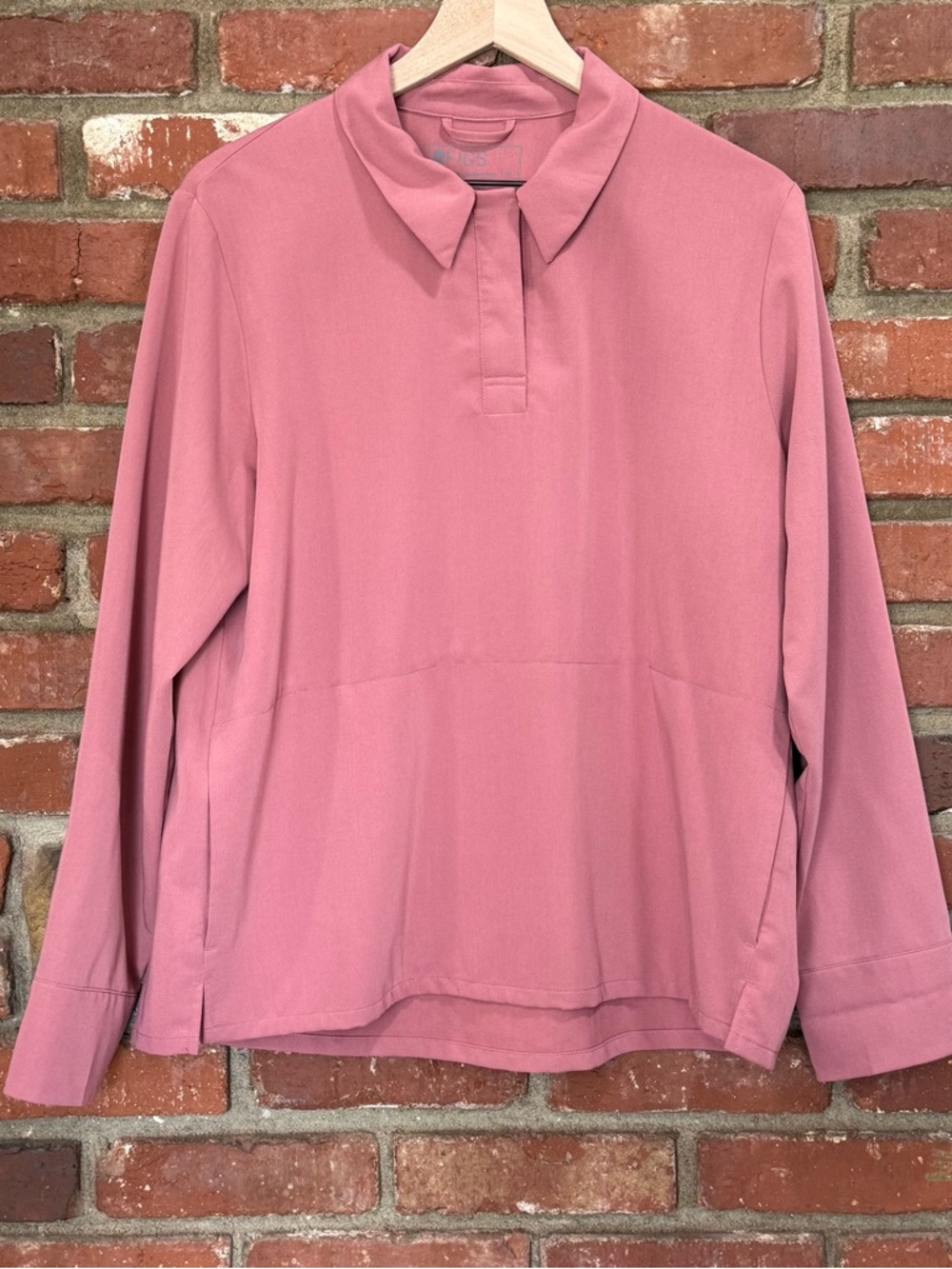 Figs women's Nala scrub top pink long sleeve scrubpolo size XL collared‎